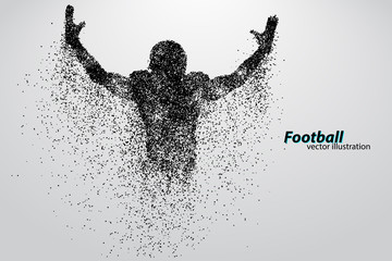 silhouette of a football player from particle. Rugby. American footballer © matrosovv