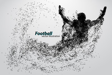 Plakat silhouette of a football player from particle. Rugby. American footballer