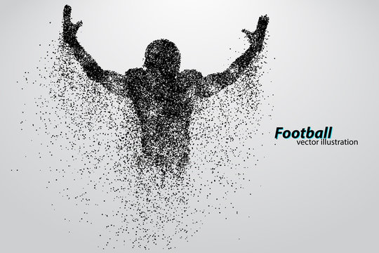 silhouette of a football player from particle. Rugby. American footballer