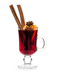 Mulled wine orange cinnamon anise isolated white background
