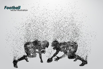 Fototapeta premium silhouette of a football player from particle. Rugby. American footballer