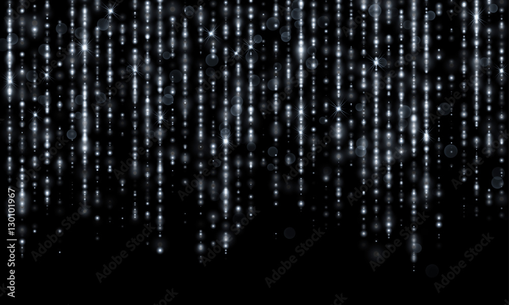 Aufkleber silver lines tinsel threads of gold glitter rain sparkling particles
