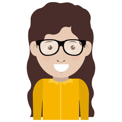 Woman with glasses icon. Girl female avatar person people and human theme. Isolated design. Vector illustration