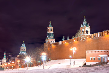 Fototapeta premium Night red square in winter