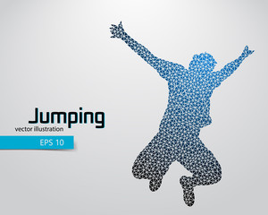 Obraz na płótnie Canvas Silhouette of a jumping man from triangles.