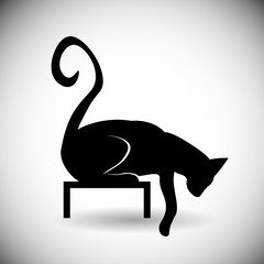 Black Silhouette Cat Animal Pet Web Icon Flat Vector Illustration