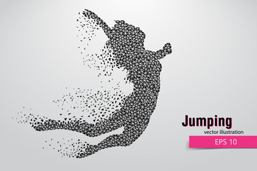 Silhouette of a jumping girl from triangles.
