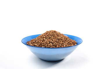 Buckwheat grains from above isolated on white background