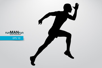 Silhouette of a running man.