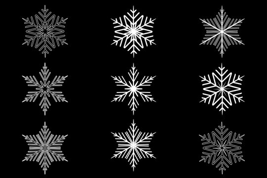 Snowflakes set, Set of snowflakes vector,