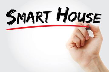 Hand writing Smart house with marker, concept background