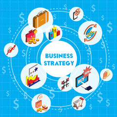 illustration of info graphic business strategy set concept in isometric 3d graphic