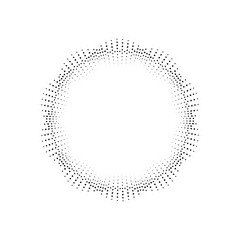 Halftone effect round frame. Black dots on white background. Halftone effect illustration. Abstract dotted background.