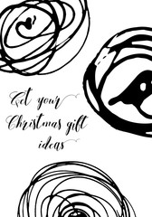 Modern creative Christmas cards in black and white color. Vector illustration.