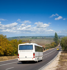 Fototapeta premium White tourists bus