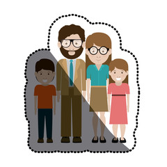Mother and father with kids cartoon inside house icon. Family relationship avatar and generation theme. Isolated design. Vector illustration