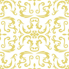 Damask seamless classic pattern. Vintage Baroque delicate background. Classic damask ornament for wallpapers, textile, fabric, wrapping, wedding invitation. Exquisite floral baroque template.