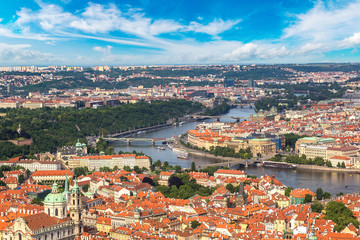 Panoramic aerial view of Prague