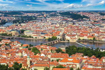 Panoramic aerial view of Prague