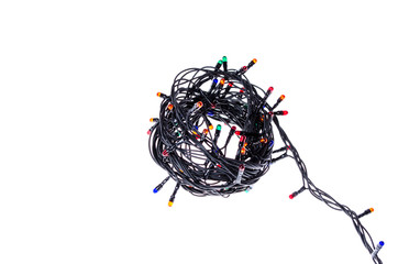 Christmas tree garland on a white background