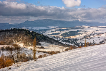 Fototapeta na wymiar rural area in winter mountains