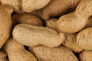 Pile of peanuts shells close up