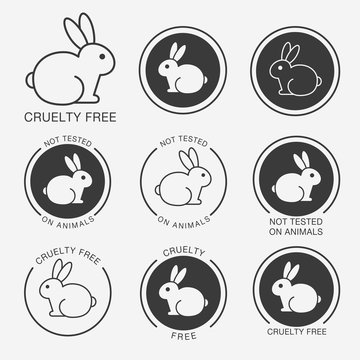 No animals testing icon design. Not tested sign. Animal cruelty free icon. Product not tested on animals symbol. Can be used as sticker, logo, stamp, icon. Vector illustration