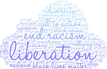 Liberation word cloud on a white background.