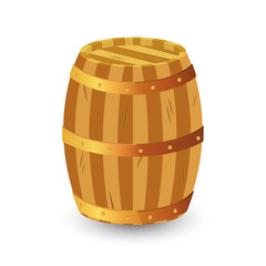 Wooden barrel isolated on white background. Wooden barrel of beer.