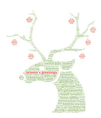 Season's Greetings word cloud on a white background. 