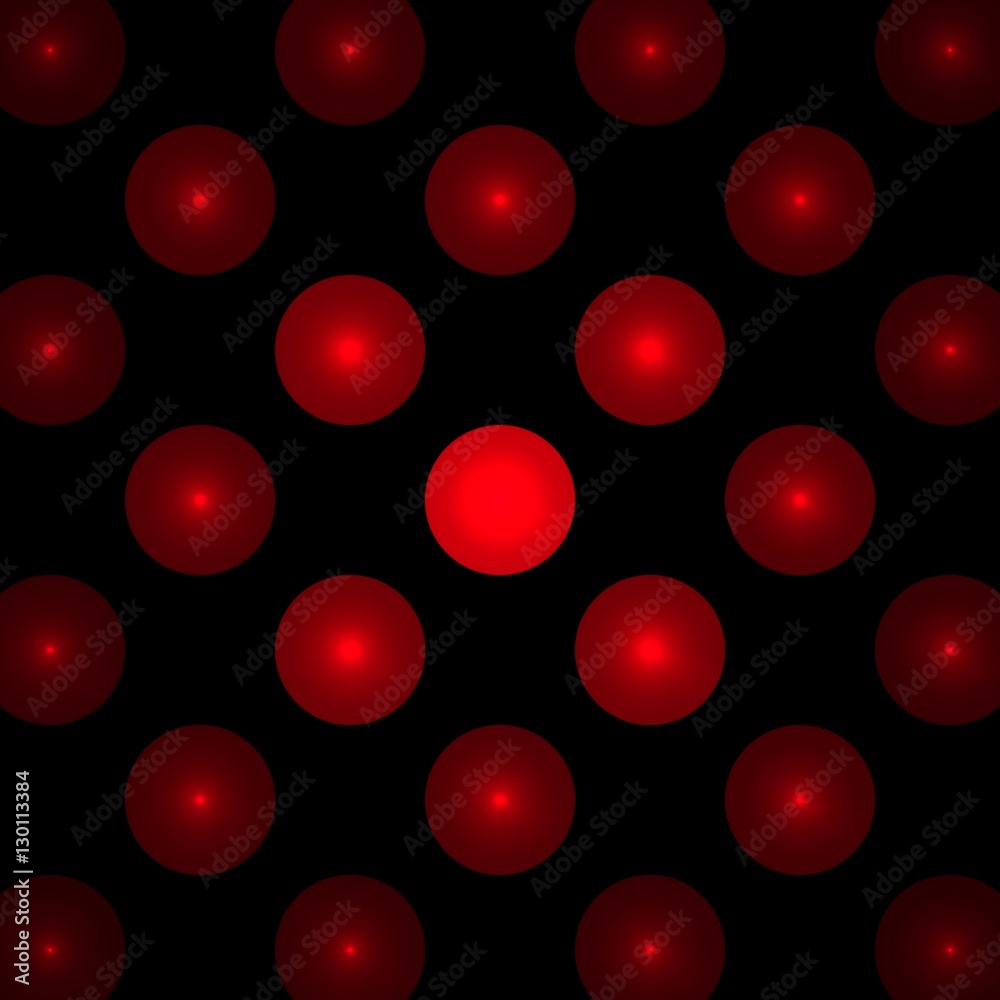 Poster red circles on a black background, abstract dark fractal computer generated image, background for te