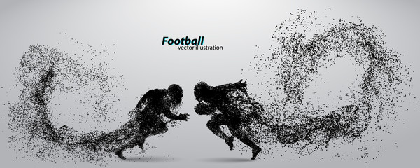 silhouette of a football player from particle. Rugby. American footballer © matrosovv