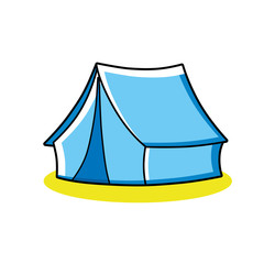 Blue tourist tent icon.
