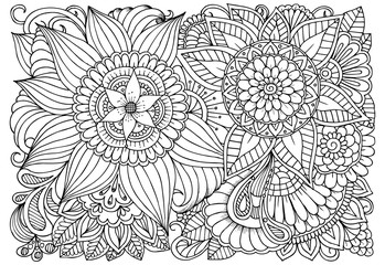 Black and white flower pattern for coloring.