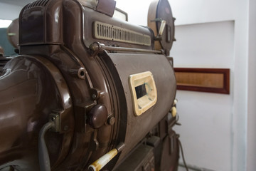 Old movie projector from behind