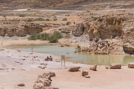 The Mishor Spring inside the Ramon Crater in the Negev Desert in Israel
