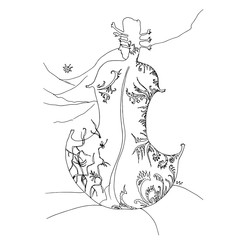 Woman guitar. World of Woman graphical art series. Vector Illustration © iryna_khomenko