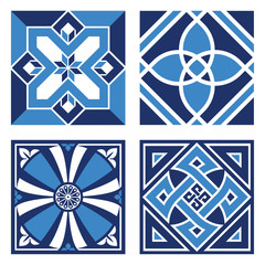 Fototapeta premium Vintage Ornamental Patterns in Blue