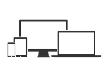 Flat design devices icons, technology - stock vector.