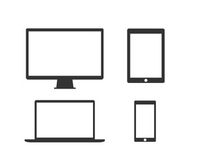 Flat design devices icons, technology - stock vector.