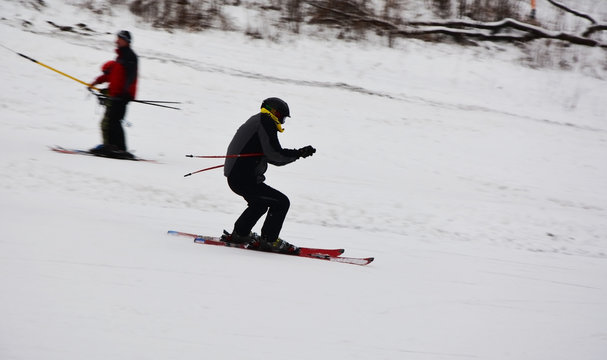 Mountain skier on the slope