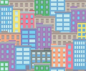 Seamless city town pixel art background