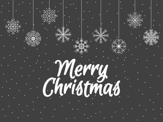 Merry Christmas. Background with snowflakes. Hanging Snowflakes. Vector illustration.