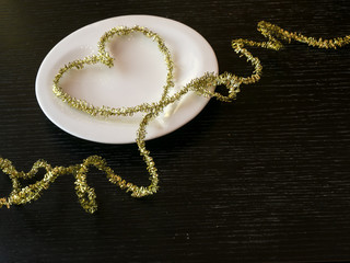 Ribbons shaped as hearts on black backgraunde, valentines day concept