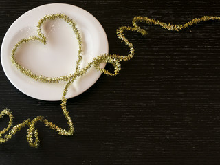 Ribbons shaped as hearts on black backgraunde, valentines day concept