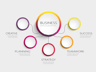 Modern abstract 3D infographic template with a five steps for success. Business circle template with options for brochure, diagram, workflow, timeline, web design. Vector EPS 10