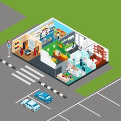 Shopping Mall Isometric Concept