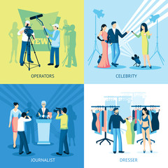 Pressman And Journalist Concept Icon Set