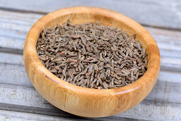 Caraway in a bamboo bowl