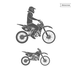 Fototapeta na wymiar Motocross rider on white background. Vector Illustration.